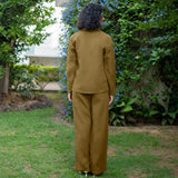 Olive Green Warm Cotton Waffle High-Rise  Elasticated Pant