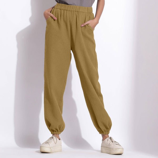Olive Green Warm Cotton Waffle Jogger Pant