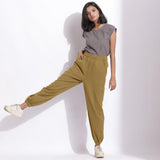 Olive Green Warm Cotton Waffle Jogger Pant