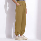 Olive Green Warm Cotton Waffle Jogger Pant