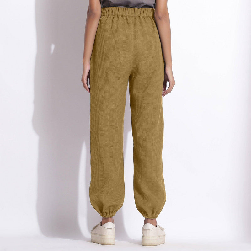 Olive Green Warm Cotton Waffle Jogger Pant