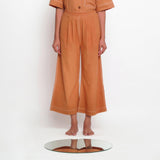 Front View of a Model wearing Vegetable Dyed Rustic Wide Legged Pant