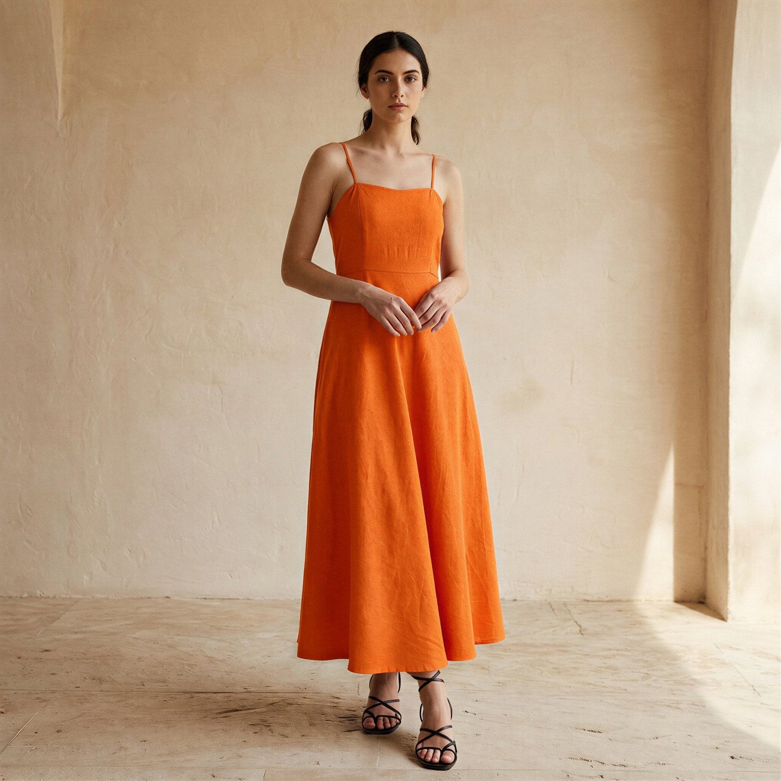 orange flared dress Sofia Merino Wool Fit & Flare Dress main image 1