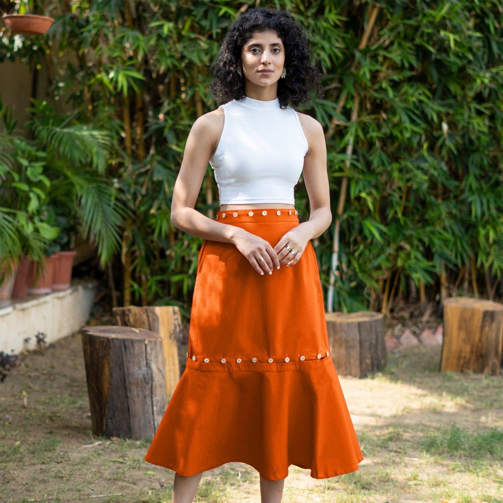 orange cotton midi dress Buy Orange Cotton Poplin V-Neck Infinity Midi Dress Online at SeamsFriendly
