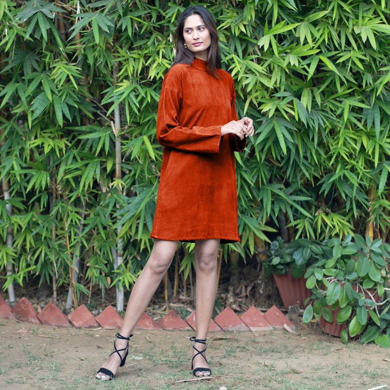 red corduroy mini dress Minnie Dress