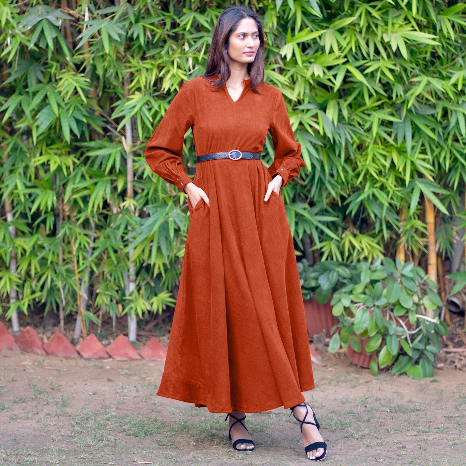 orange and brown maxi dress ASOS DESIGN draped cut-out maxi dress in burnt orange