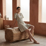 Pastel Stripes Handspun Cotton Elasticated Short Tier Dress
