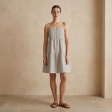 Pastel Stripes Handspun Cotton Tie-Strap Tiered Short Sundress
