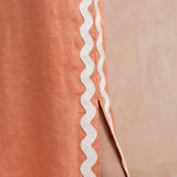 Peach Cotton Flax Wavy Stripe Maxi Shift Dress