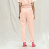 Peach Handspun Cotton High-Rise Elasticated Paperbag Pant