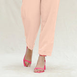 Peach Handspun Cotton High-Rise Elasticated Paperbag Pant