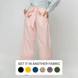 Front View of a Model wearing Peach Mid Rise Cotton Straight Pant