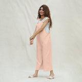 Peach Vegetable Dyed Cotton Midi Dungaree Jumpsuit