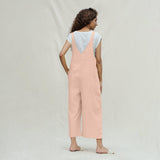 Peach Vegetable Dyed Cotton Midi Dungaree Jumpsuit