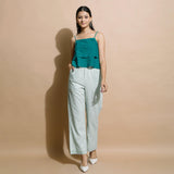 Pine Green 100% Linen Camisole Crop Top