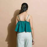 Pine Green Cotton Linen Camisole Crop Top