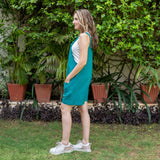 Pine Green Cotton Linen Dungaree Playsuit