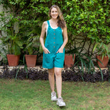 Pine Green Cotton Linen Dungaree Playsuit