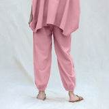 Pink Cotton Flax High-Rise Elasticated Jogger Pant