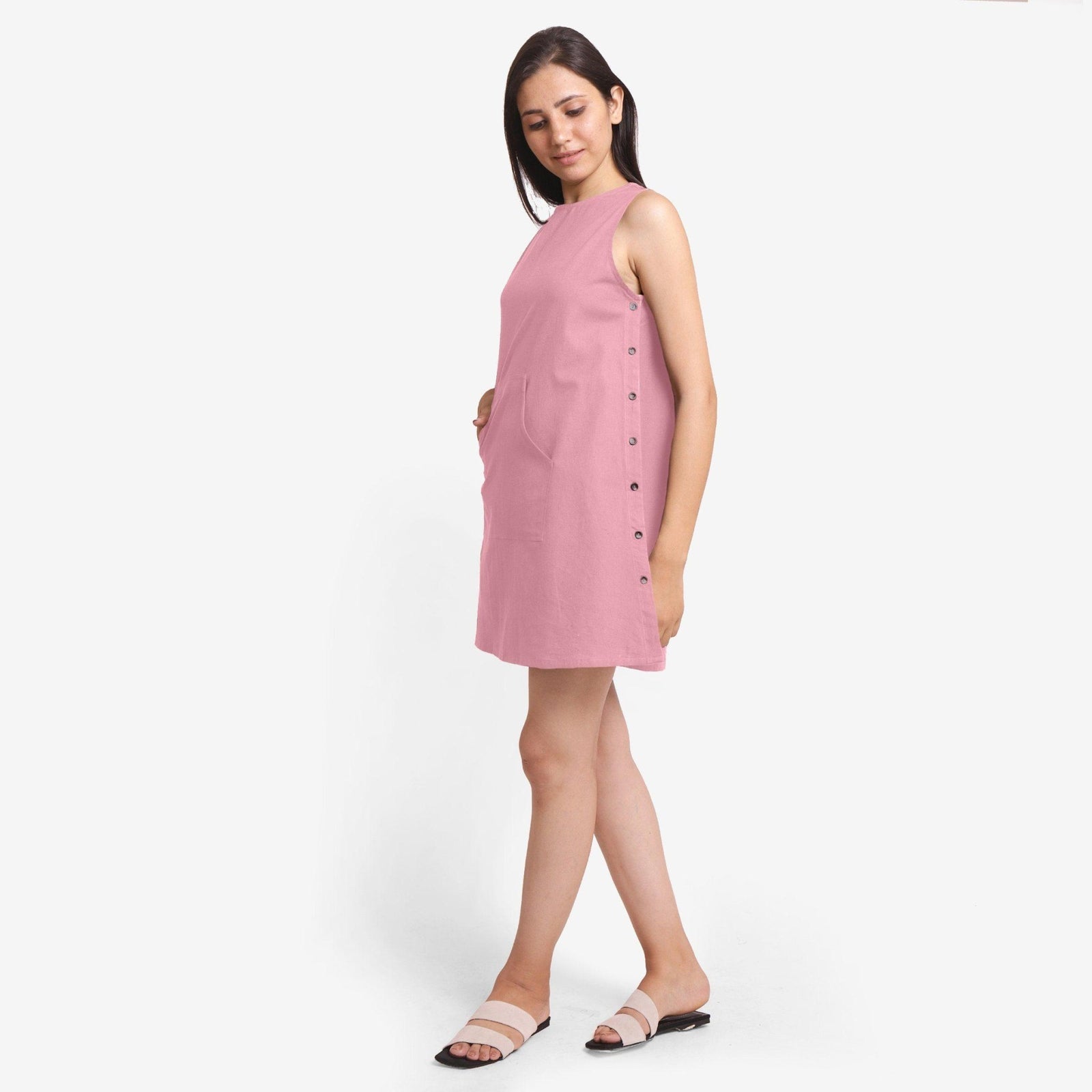 knee length dresses for ladies Gigi Patch Pocket Mini Dress | Ecru | Dresses main image 1