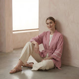 Pink Cotton Flax Kyoto Kimono Sleeve Wrap Top