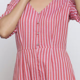 Front Detail of a Model wearing Handspun Striped V-Neck Jumpsuit