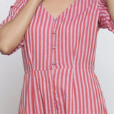 Front Detail of a Model wearing Handspun Striped V-Neck Jumpsuit