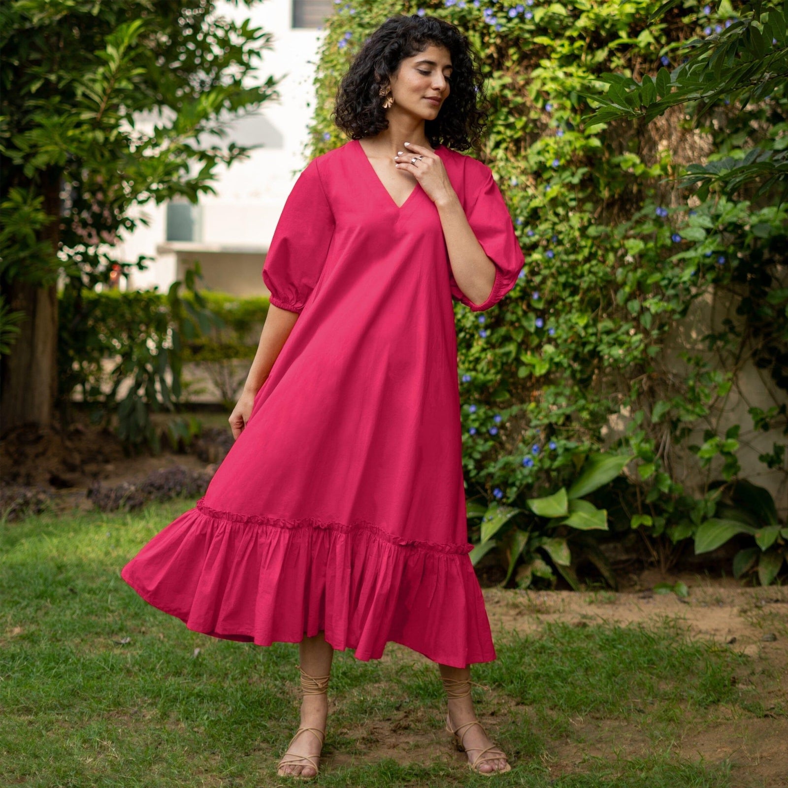 knee length dresses for ladies Chic A-Line Maxi Chiffon Plus Size Bridesmaid Dress COCOMELODY CB0775, Soft Blush main image 1