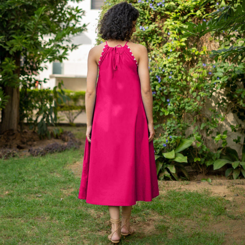 Buy Pink Cotton Poplin A-Line Detachable Sleeve Flared Midi Dress Online at SeamsFriendly Buy Pink Cotton Poplin A-Line Detachable Sleeve Flared Midi Dress Online at SeamsFriendly