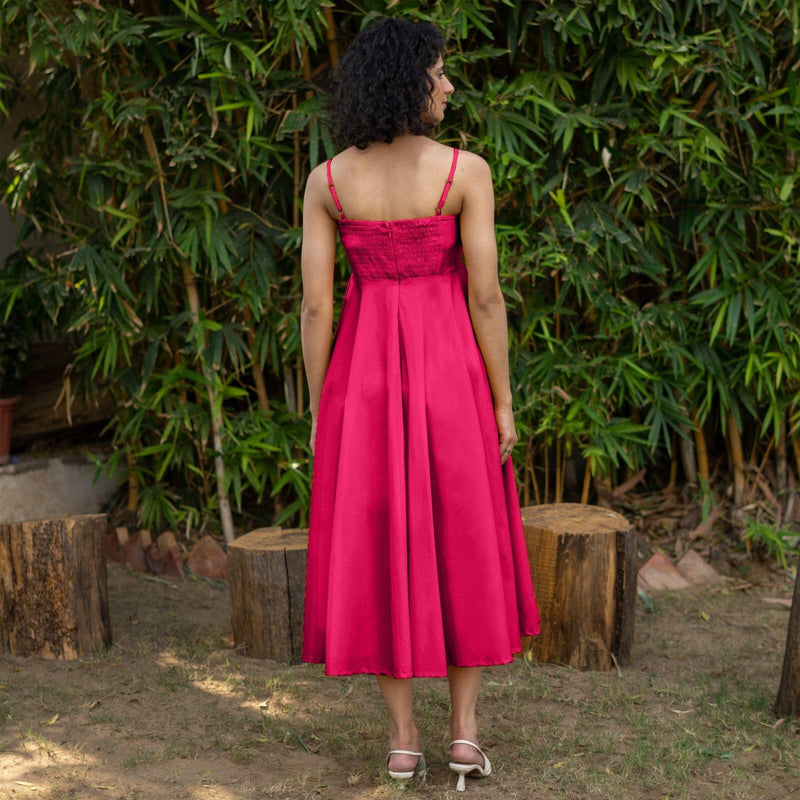 Pink Cotton Poplin Fit and Flare Midi Empire Dress 26" / Petite (5'1" and below) Pink Cotton Poplin Fit and Flare Midi Empire Dress 26" / Petite (5'1" and below)
