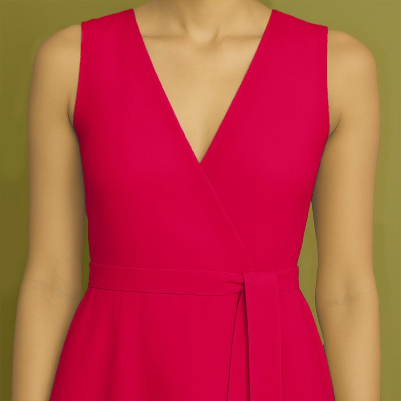pink sleeveless flare dress Lovely Bowknot Sleeveless Paneled Flare Midi Dress in Pink for Cocktail Parties & Afternoon Tea Pink XS
