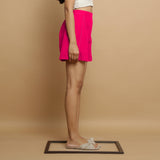 Pink Cotton Poplin Mid-Rise Shorts