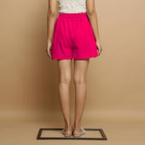 Pink Cotton Poplin Mid-Rise Shorts