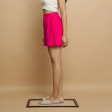 Pink Cotton Poplin Mid-Rise Shorts