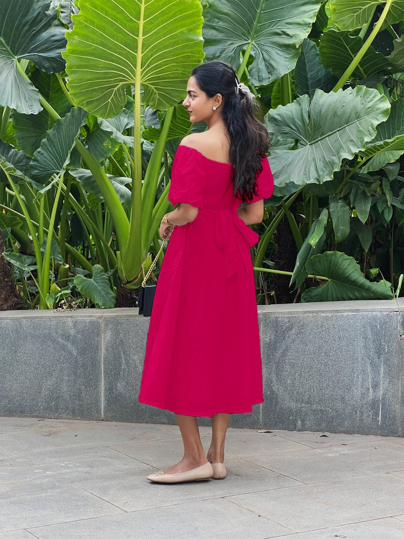 pink cotton midi dress Elena 100% Cotton Midi Dress in Pale Pink