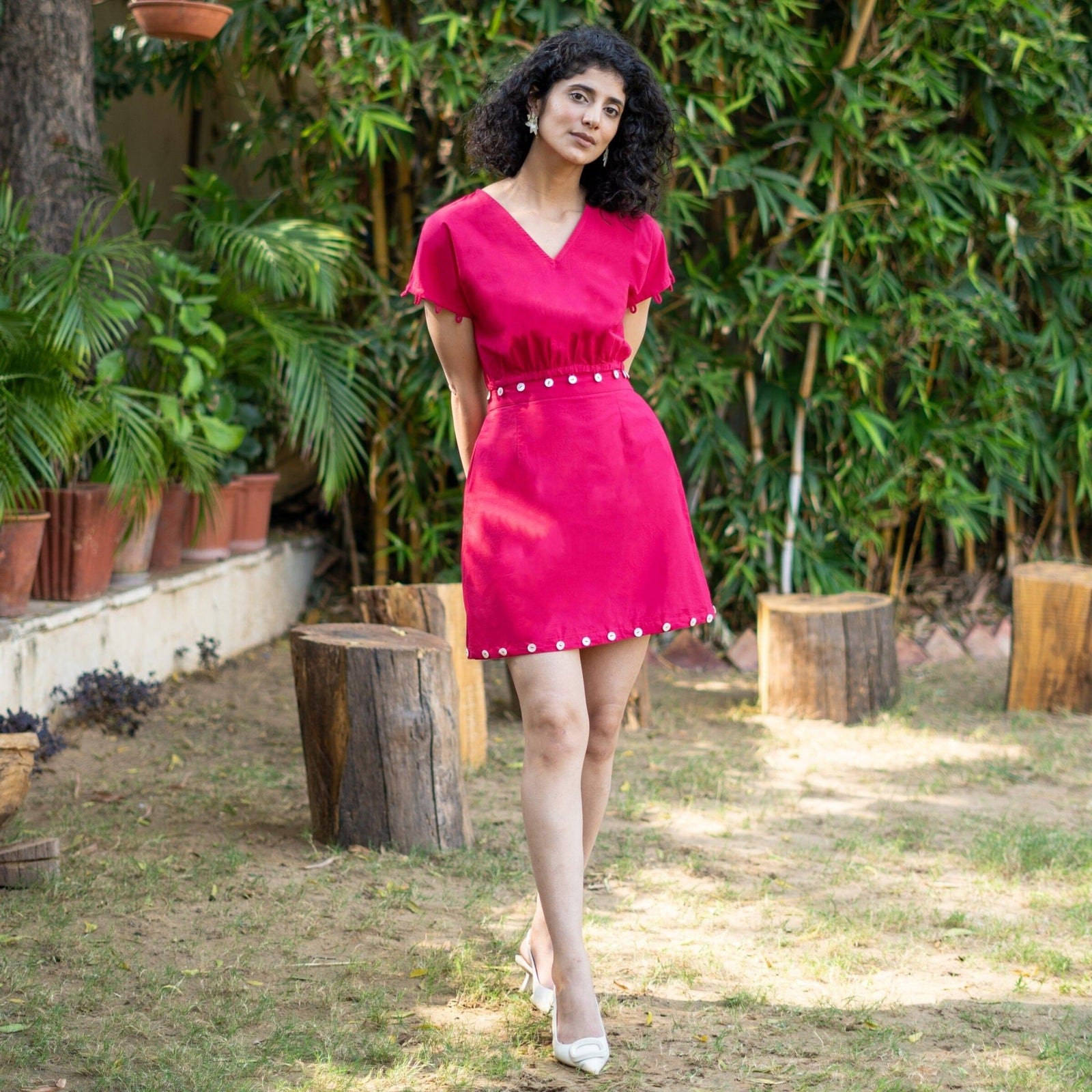 pink cotton poplin dress Mini Tee Poplin Dress - Sangria/Pink Lady - Tights & Clothes In Sizes 1-34