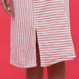 Close View of a Model wearing Pink Hand Screen Printed A-Line Skirt