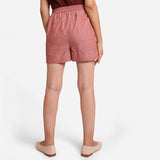 Back View of a Model wearing Pink Mangalgiri Casual Cotton Shorts