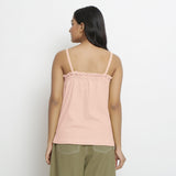 Back View of a Model wearing Vegetable-Dyed Pink 100% Cotton Cami Top