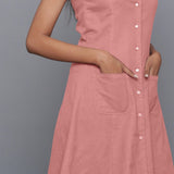 Front Detail of a Model wearing Pink Flannel Button-Down Dress