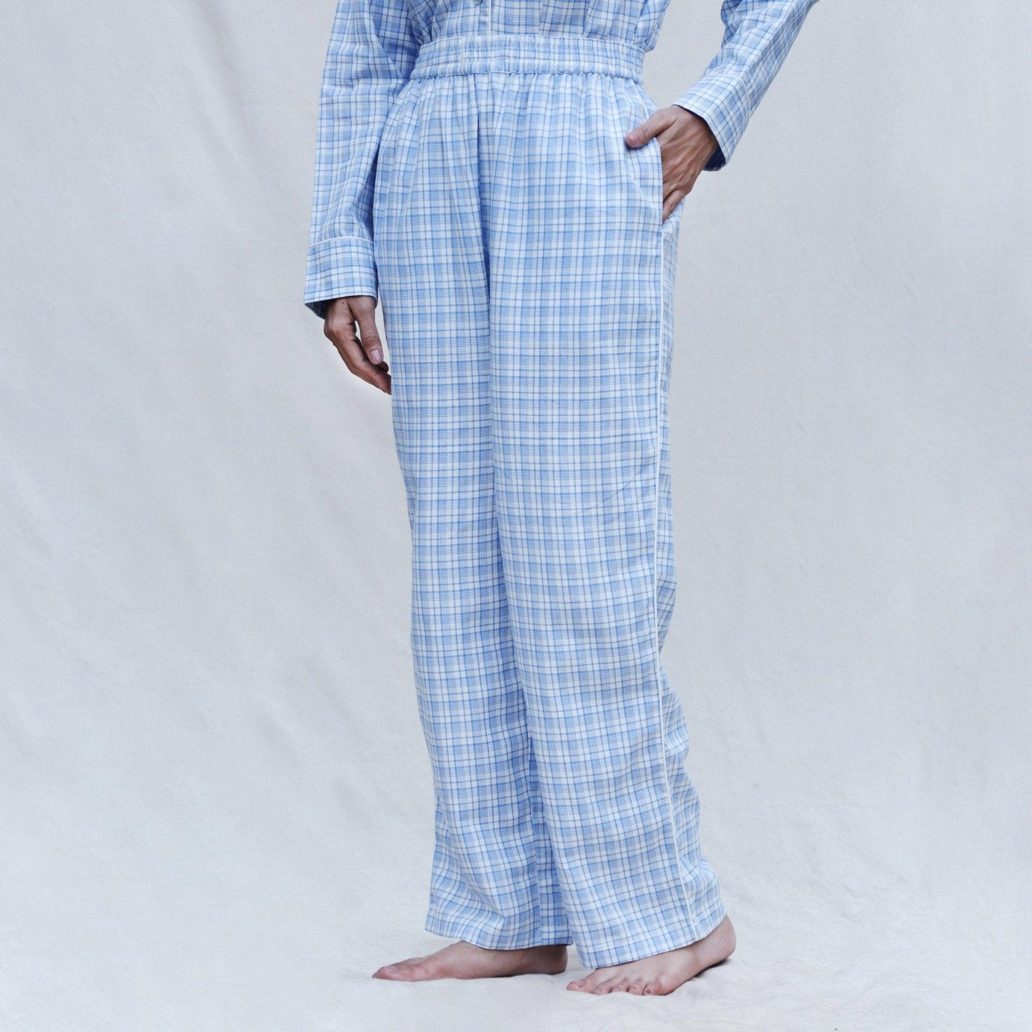 Buy Powder Blue Handspun Cotton High-Rise Pajama Online at SeamsFriendly