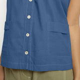 Front Detail of a Model wearing Vegetable-Dyed Blue 100% Cotton Cami Top