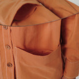 Front Detail of a Model wearing Vegetable Dyed Button-Down Outerwear