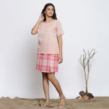 Powder Pink Handspun Cotton Round Neck Loose Fit Top