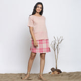 Powder Pink Handspun Cotton Round Neck Loose Fit Top