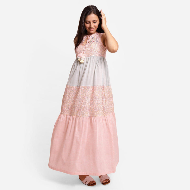 Buy Powder Pink Paisley Block Print Ankle Length Cotton Dress Online at SeamsFriendly Buy Powder Pink Paisley Block Print Ankle Length Cotton Dress Online at SeamsFriendly