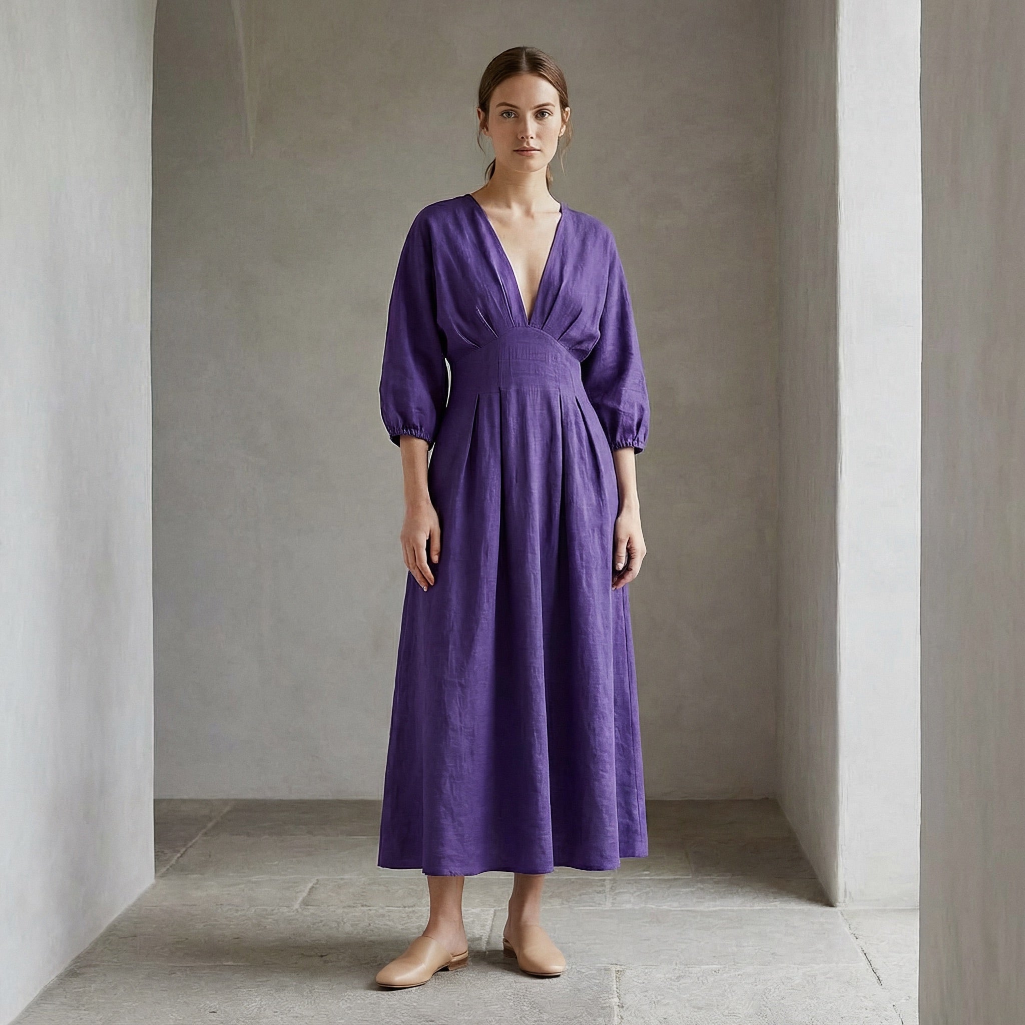 purple empire line dress Xdegoge Dresses for Women Square Neck Puff Sleeve Tiered Midi Dress Empire  Waist Fit and Flare Dress Elegant Dress Wedding Guest Tea Party Church Wear  Purple S