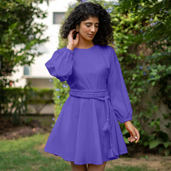 purple cotton dress Lilac Floral Cute Mini Summer Lilac Floral / Large from casual outings to more formal events Purple Cotton Poplin Fit and