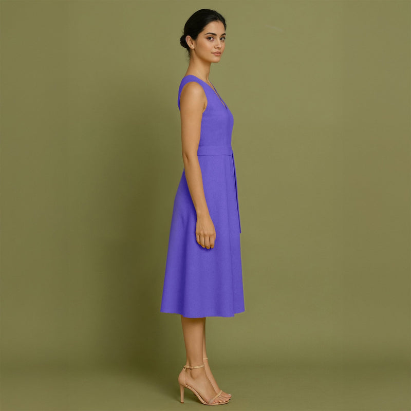 Purple Cotton Poplin Fit and Flare Sleeveless Midi Dress Custom Size (Free) / Custom Height (Free) Purple Cotton Poplin Fit and Flare Sleeveless Midi Dress Custom Size (Free) / Custom Height (Free)