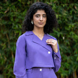 Purple Cotton Poplin Full Sleeve Crop Shirt